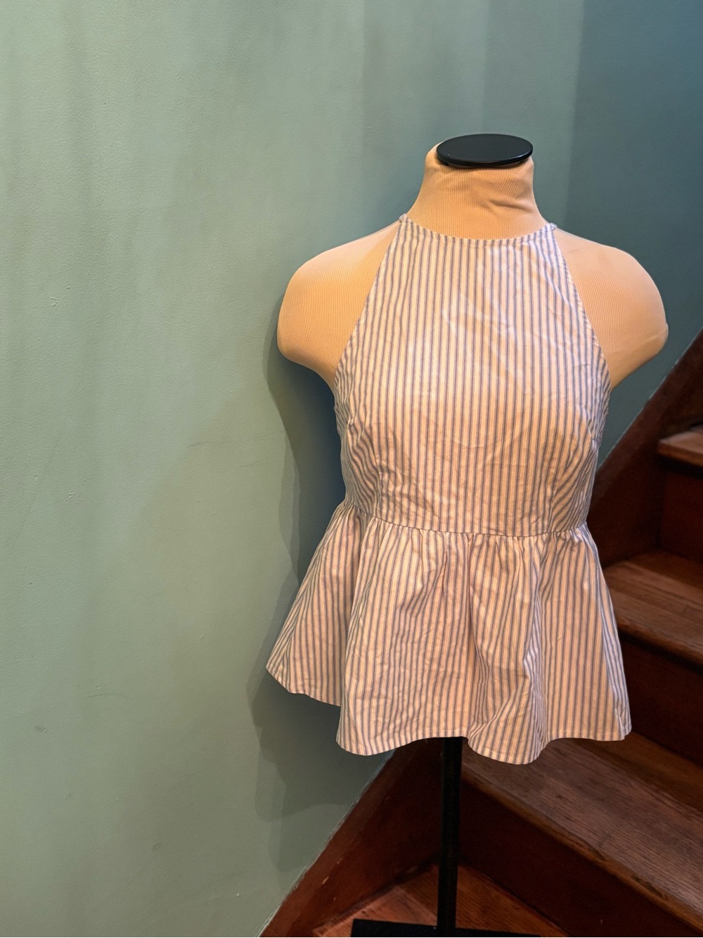 wild fable Blue and White Striped Halter Peplum Camisole